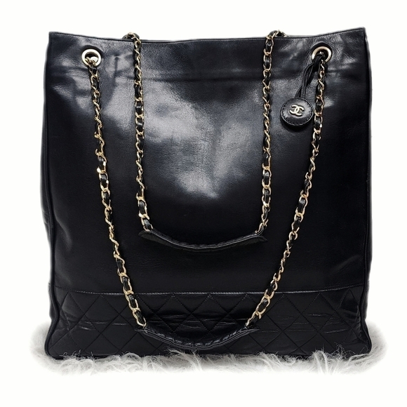 CHANEL Handbags - ✨ Chanel Vintage Black Leather Tote – Timeless Elegance ✨